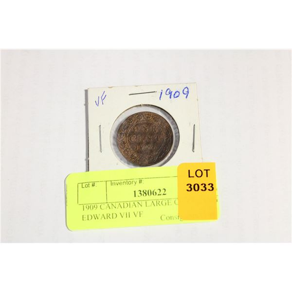 1909 CANADIAN LARGE CENT KING EDWARD VII VF