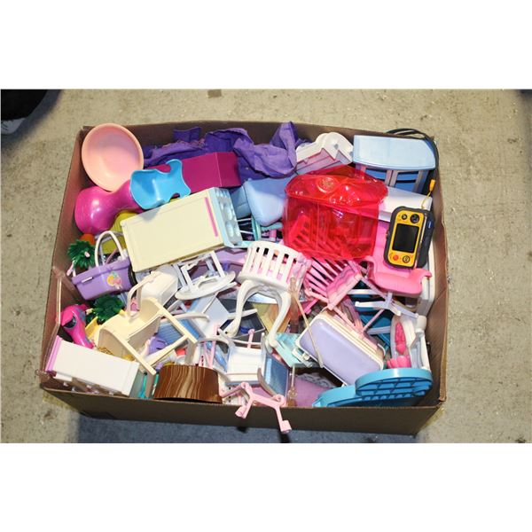 HUGE BOX ASSTD BARBIE FURNITURE & MORE - ESTATE