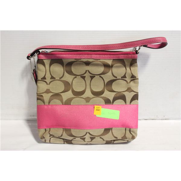 PINK AND BROWN COACH PURSE