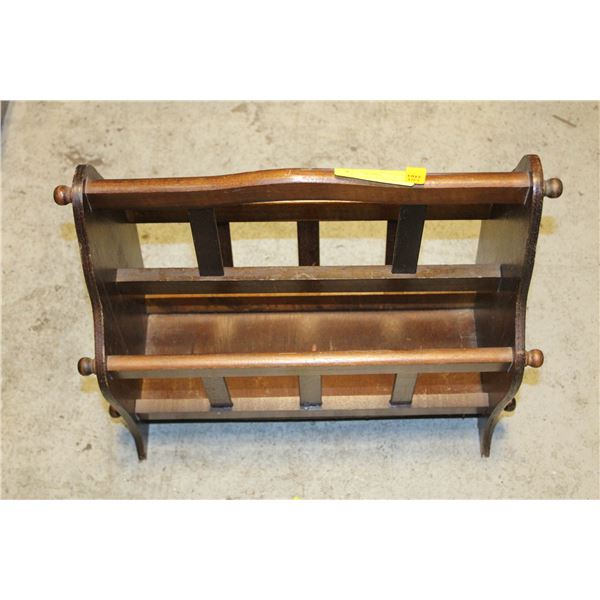 LARGE WOOD MAGAZINE FLOOR STORGE RACK