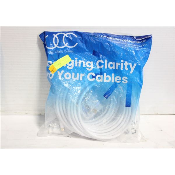 2 PCS 30FT WHITE COAXIAL CABLE WITH WEATHERPROOF