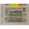 Image 2 : TWO 1973 CANADA $1 NOTES UNC SEQUENTIAL