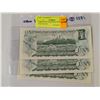 Image 2 : THREE 1973 CANADA $1 NOTES UNC SEQUENTIAL