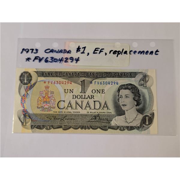 1973 CANADA $1 NOTE REPLACEMENT *FV6304294