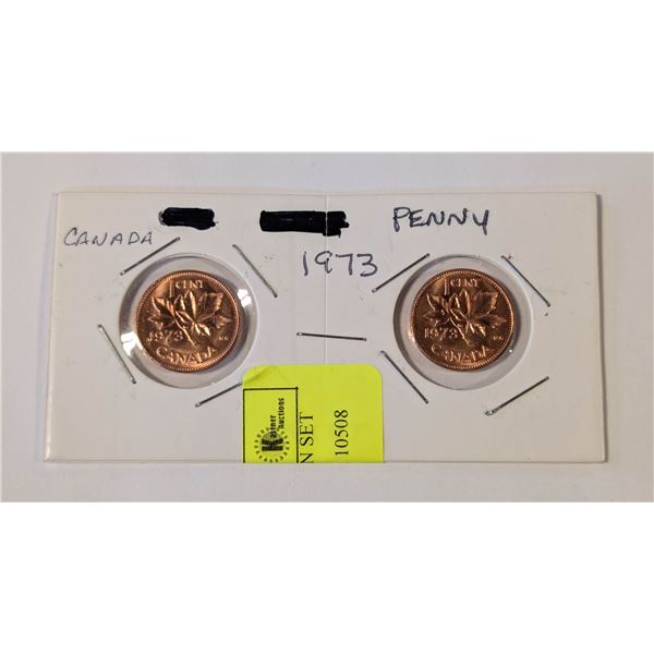 1973 MINT CANADA 1C 2 COIN SET