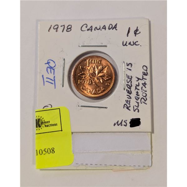 1978 MINT CANDA 1C QUEEN ELIZABETH II - SLIGHTLY