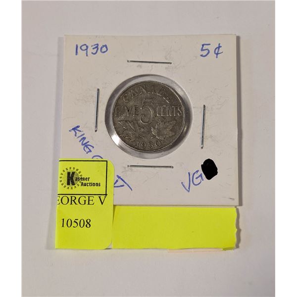 1930 VF CANADA 5C KING GEORGE V