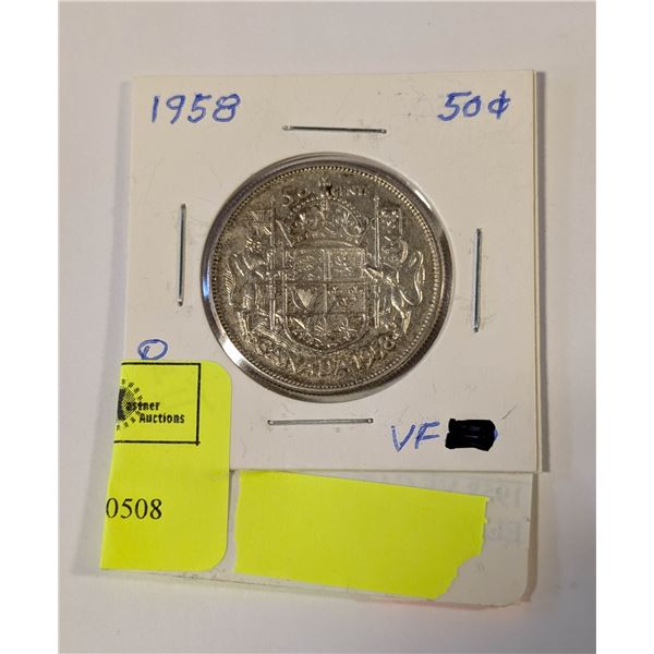 1958 VF CANADA 50C QUEEN ELIZABETH 2