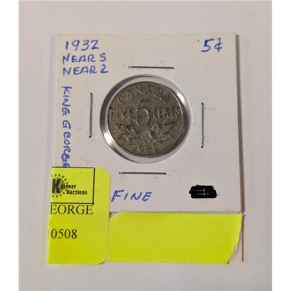 1932 FINE CANADA 5C KING GEORGE V