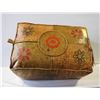 BROWN LEATHER OTTOMAN 25" X 17" X 12"