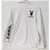 MENS M WHITE PLAYBOY LONG SLEEVE SHIRT