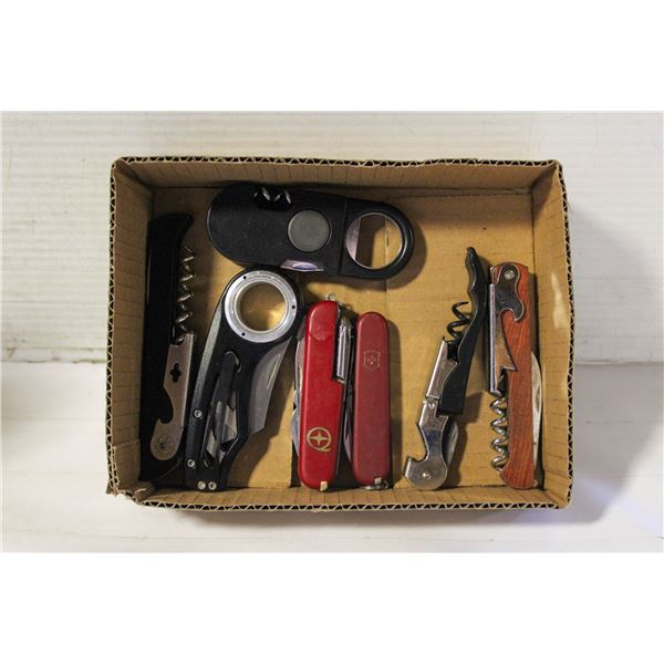 FLAT OF ASSORTED POCKET KNIFE AND WINE OPENER