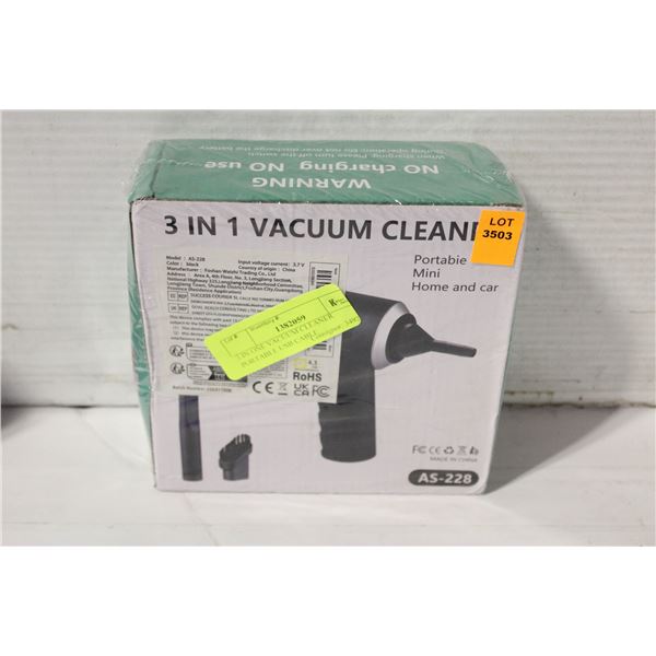 3 IN ONE VACUUM CLEANER PORTABLE USB CABLE