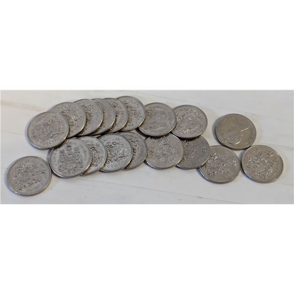 $9 FACE VALUE OLD CANADA NICKEL 50 CENTS COINS