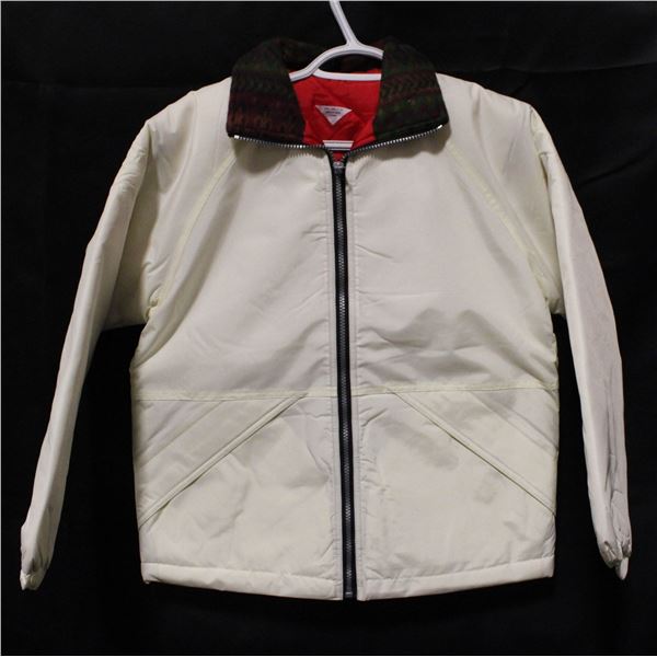 NEW CREAM INSULATED JACKET RED/GREEN COLLAR XL