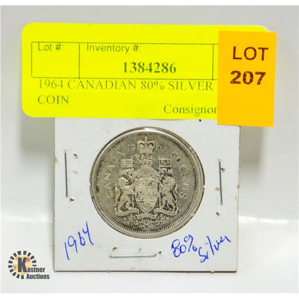 1964 CANADIAN 80% SILVER 50 CENT COIN