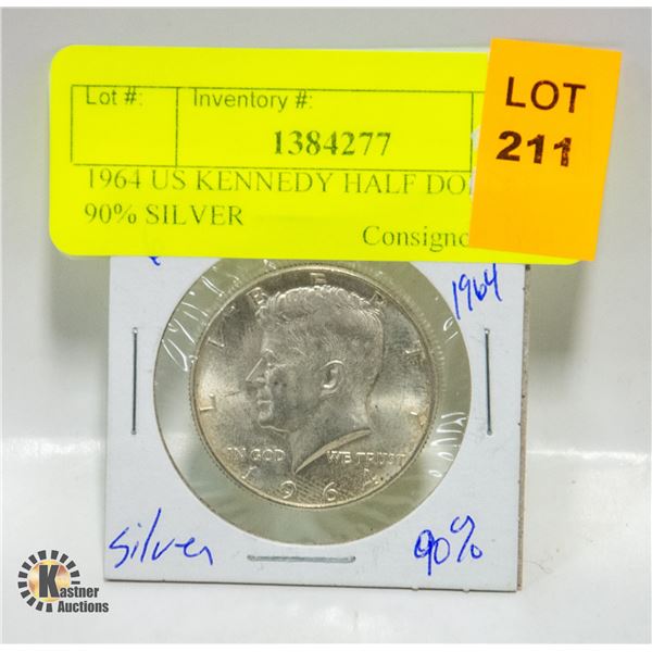 1964 US KENNEDY HALF DOLLAR 90% SILVER