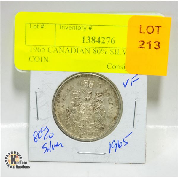 1965 CANADIAN 80% SILVER 50 CENT COIN