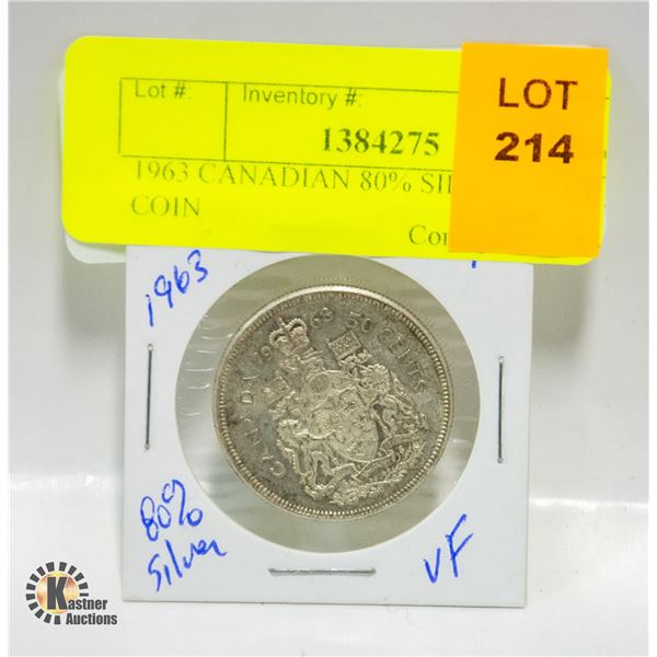 1963 CANADIAN 80% SILVER 50 CENT COIN