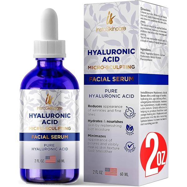 NEW 60ML INSTASKINCARE HYALURONIC FACIAL SERUM