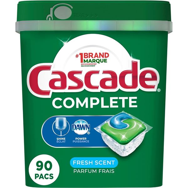 NEW 90 PODS CASCADE COMPLETE DISHWASHER DETERGENT