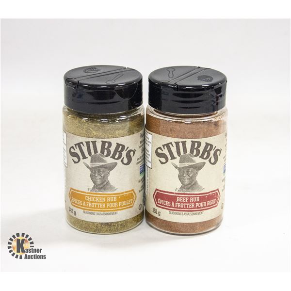 NEW 2 X 143G STUBB'S CHICKEN RUB & BEEF RUB MIX