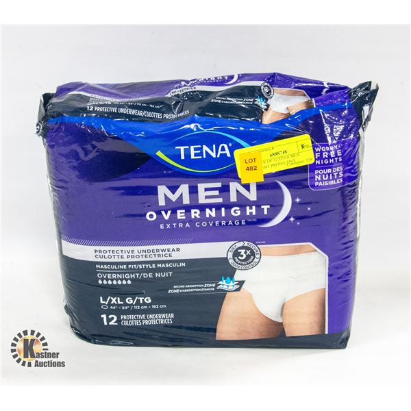 NEW PACK OF 12 TENA MEN OVERNIGHT PROTECTIVE