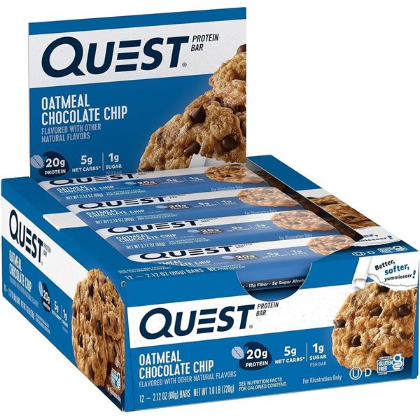 NEW QUEST PROTEIN BARS OATMEAL CHOCOLATE CHIP