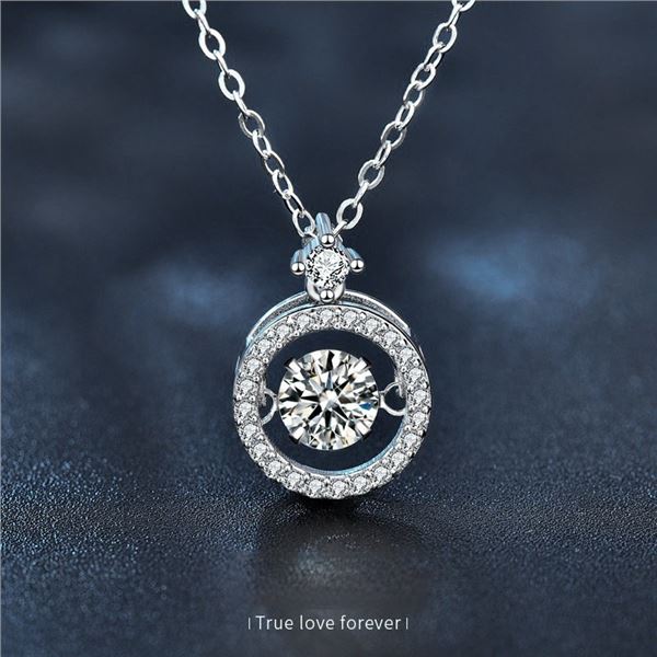 1 CT GRA CERTIFIED BEATING HEART ROUND BRILLIANT 925S NECKLACE