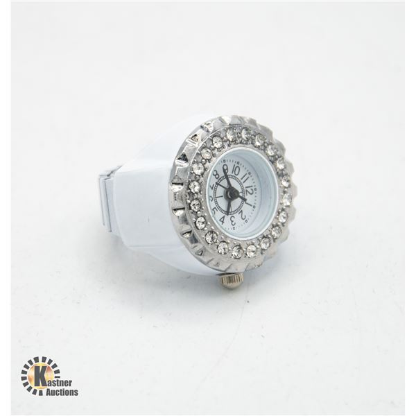 #2150-NEW WHITE TONE ADJUSTABLE FINGER WATCH