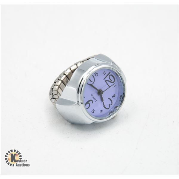 #2151-NEW SILVER TONE ADJUSTABLE FINGER WATCH