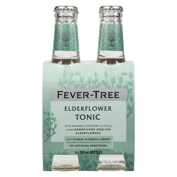 NEW 4 X 200ML FEVER-TREE ELDERFLOWER TONIC
