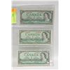Image 1 : 1954 CANADIAN $1 BILL- SET OF 3 BILLS