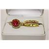 Image 1 : RED/WHITE STONES RING SET SZ 8.5 IN GIFT BOX
