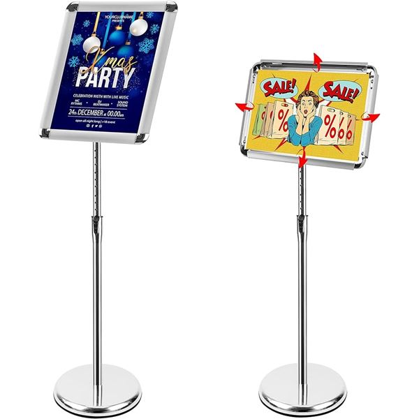 NEW ADJUSTABLE SIGN HOLDER ALUMINUM SILVER
