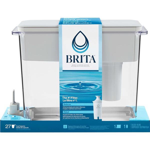 NEW WITH BOX BRITA 27 CUP FILTER DISPENSER - GREY