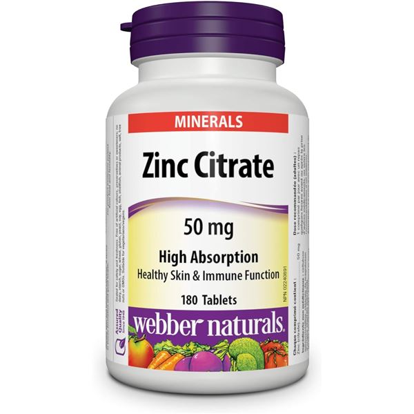 NEW WEBBER NATURALS ZINC CITRATE 50MG TABLETS