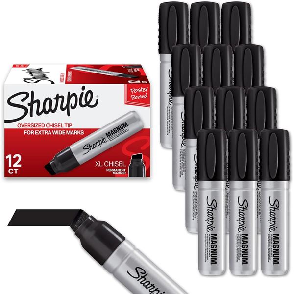 NEW SHARPIE XL CHISEL PERMANENT MARKERS 12 COUNT