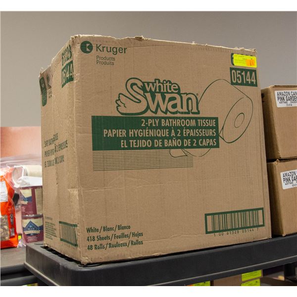 NEW CASE WITH 48 ROLLS OF WHITE SWAN 2 PLY TOILET