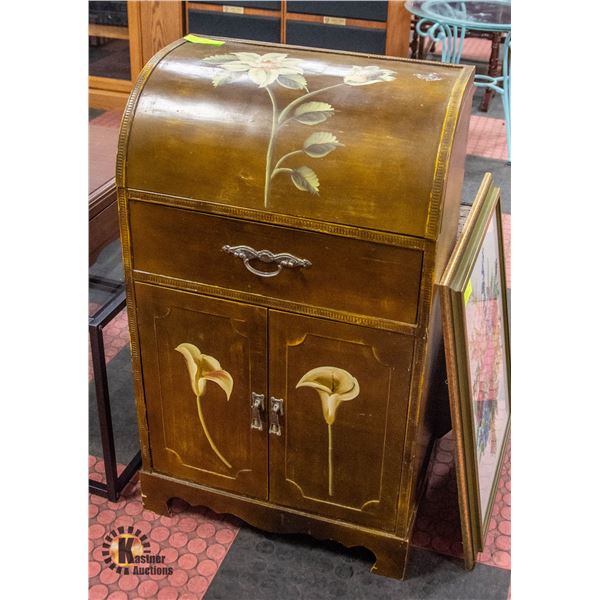 ANTIQUE HANDPAINTED VELVET LINED DRAWER