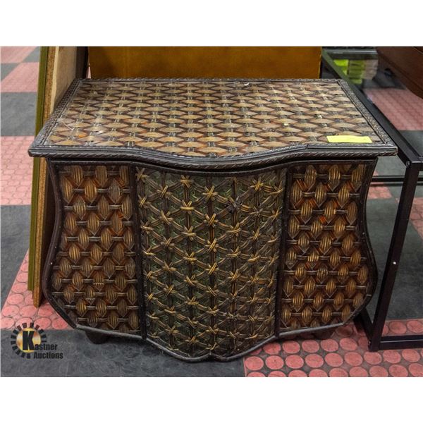 STORAGE CHEST- WOOD WOVEN BASKET STYLE-