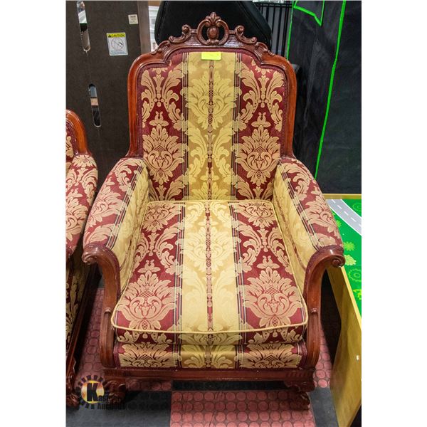 SOLID WOOD CARVED WOOD FRAME "HIS" CHAIR