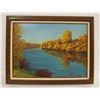 Image 1 : WOOD FRAMED OIL ON BOARD RIVER PICTURE