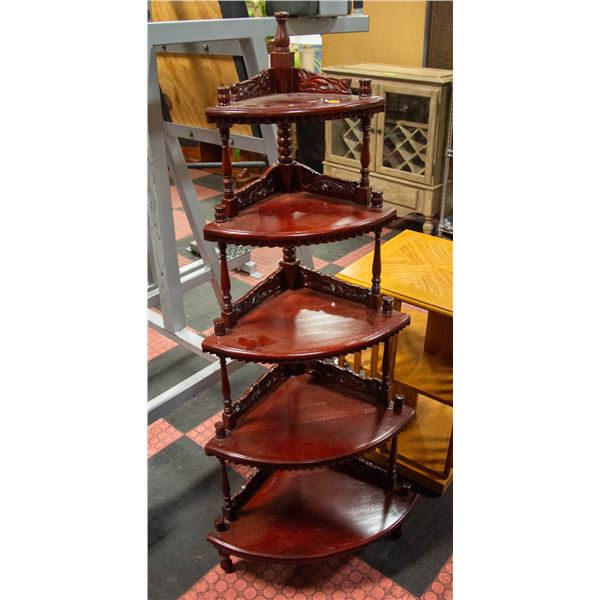 5 TIER CORNER WOOD DISPLAY SHELF 17" X 17" X 54"