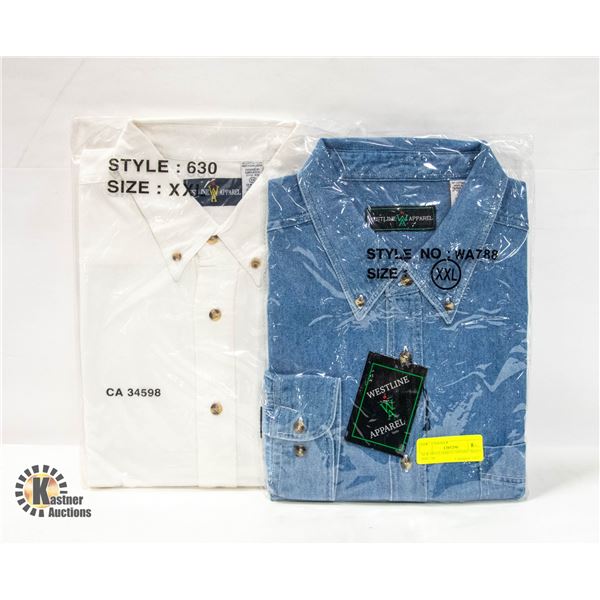 NEW MEN'S SHIRTS 1DENIM 1WHITE SIZE 2XL