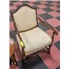 Image 1 : ANTIQUE WOODEN FRAMED ARM CHAIR BEIGE
