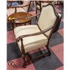 Image 2 : ANTIQUE WOODEN FRAMED ARM CHAIR BEIGE