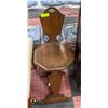 Image 1 : ANTIQUE SOLID WOOD ARMLESS STOOL W/BACK