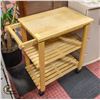Image 1 : PINE WHEELED KITCHEN CART- 33" X 32" X 20"