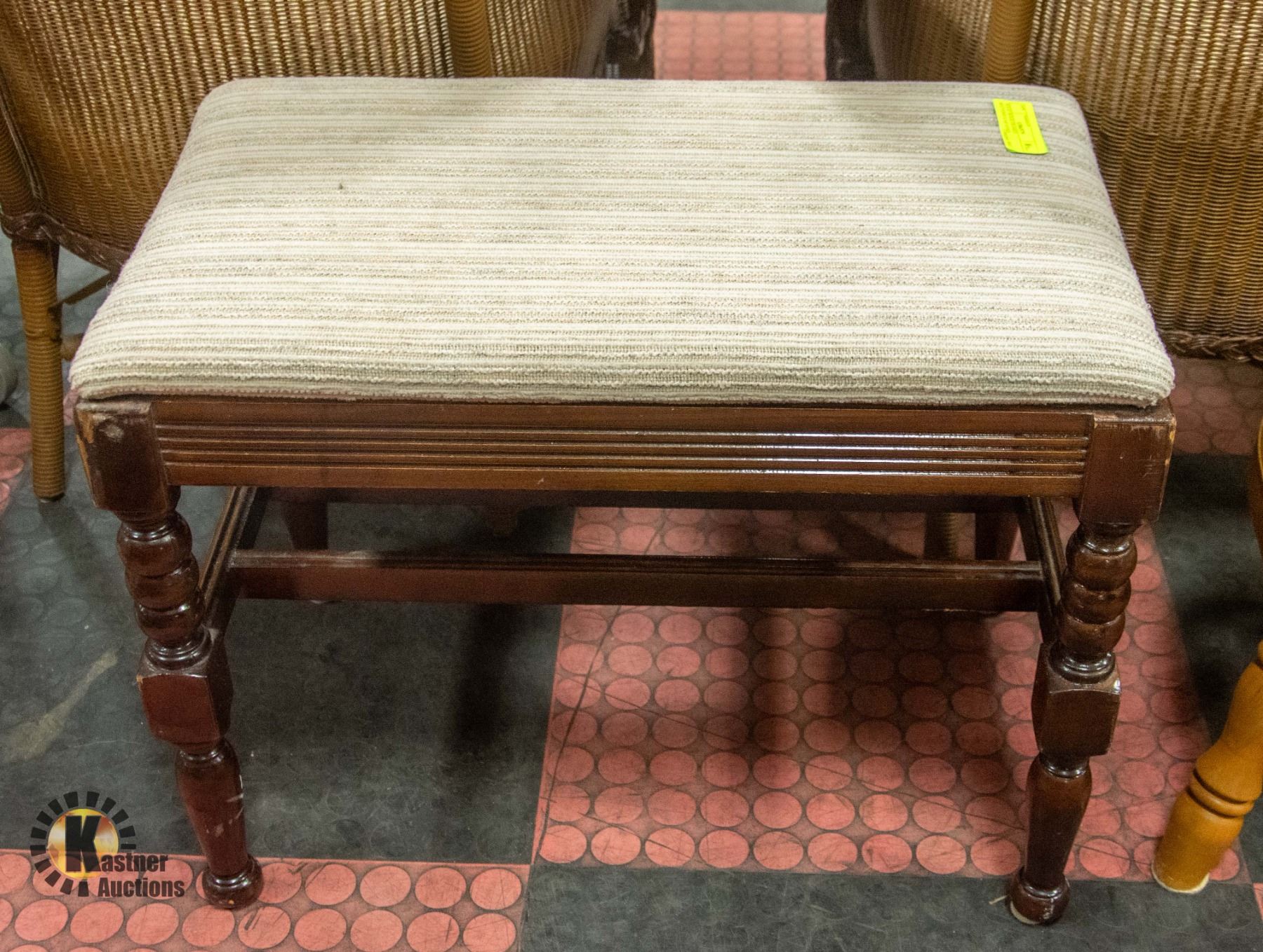 SOLID WOOD FRAMED RECTANGULAR STOOL